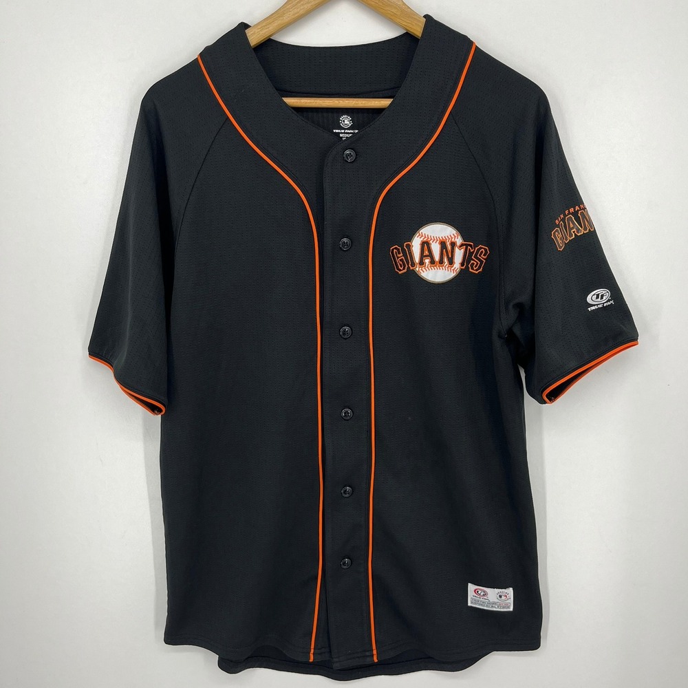 True Fan San Francisco Giants MLB Baseball Jersey Mens Medium Black Orange Mesh
